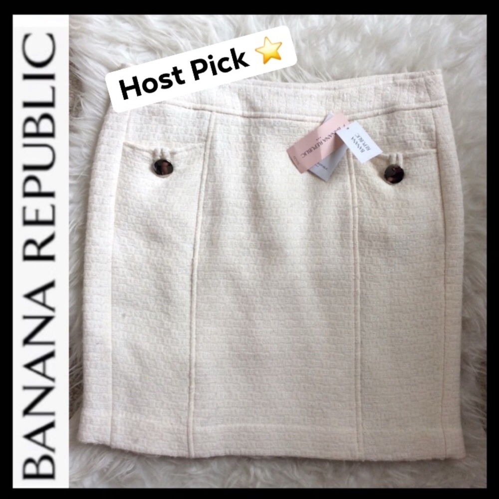 NWT BR Petite Ivory Wool Blend Skirt